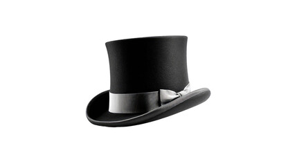 Black top hat with silver bow
