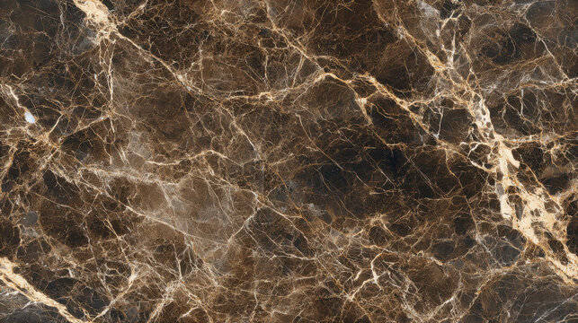 Rich brown Emperador marble seamless print with fine golden veining for elegant textures and backgrounds