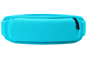 Light blue fitness running belt for smartphone and keys isolated on a transparent background