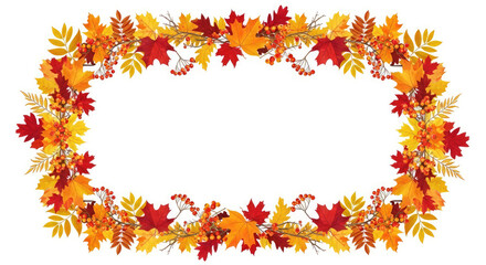 Obraz premium Autumn Leaves Rectangular Frame with Seasonal Foliage and Berries