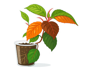 Obraz premium Green variegated plant Acalypha wilkesiana Musaica on white background 