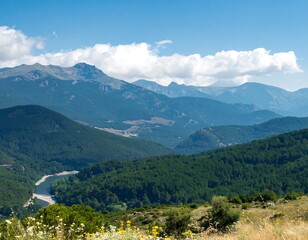 Panoramic mountain range view