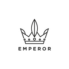 Minimalist line art illustration of a crown with the word 