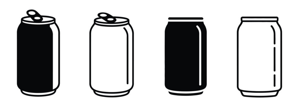 Soda can icon vector illustration black line.. Beverage, sign and symbol soda and juice silhouette.