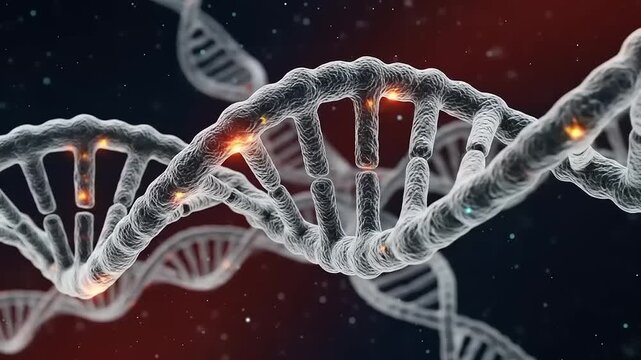 3D Render of a DNA double helix molecule, illustrating genetic science and biological research
