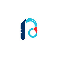 Abstract Logo Design with Blue Red and Dark Blue Elements.