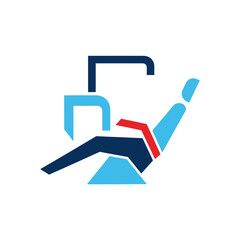 Obraz premium Stylized Dental Chair and Equipment Icon in Blue and Red.
