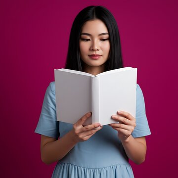 深紅の背景、静謐な読書のひととき