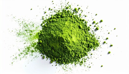 Top-Down Matcha Splash &ndash; Radial Green Powder Pattern