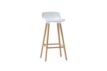 Modern tan leather bar stool on wooden legs