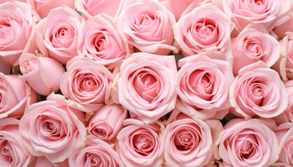 Obraz premium there are many pink roses that are arranged together in a bunch