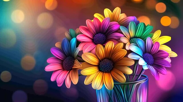 Colorful flower bouquet in vase