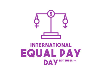 Flat design vector of International Equal Pay Day. September 18. Banner, card, background.