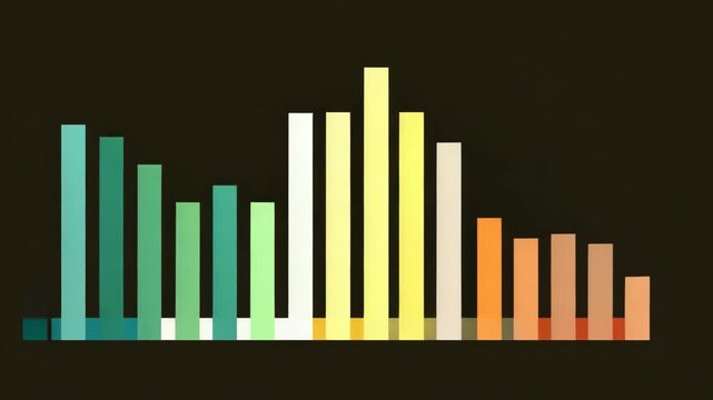 A series of colored bars are shown on a black background. The bars are of different colors. Minimal infographic showing amendment count per vote-a-rama session, clean muted