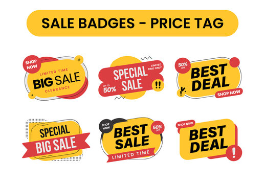 Sale Price Tag & Discount Badge Vector Set