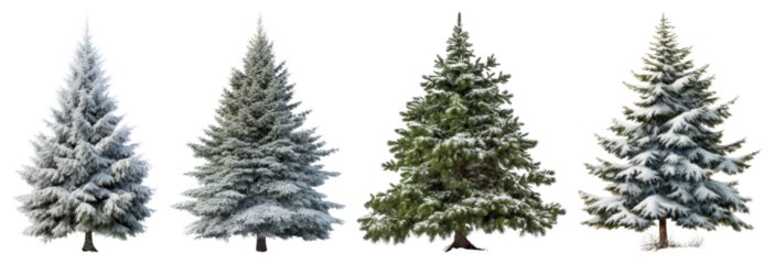 PNG Snow-covered evergreen trees winter, element set on transparent background