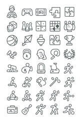 A minimalist line icon collection depicting various superfoods, healthy nutrition, and wellness concepts for diet and organic food design