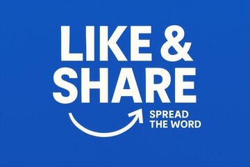 LIKE & SHARE banner with a call to action to spread the word, bold and modern style, effective retail promotion offer.