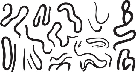 Curved Line Doodle Vector – Wave, Abstract, Minimal, Sketch, Outline, Black and White, Modern, Creative, Art, Icon, Symbol, Design, Illustration, Simple, Pattern, Decorative, Style, Element