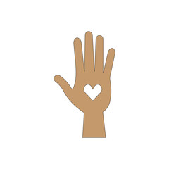 Obraz premium Hand icon with heart on palm vector illustration. Charity, community concept