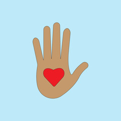 Fototapeta premium Hand with heart on palm icon vector illustration.