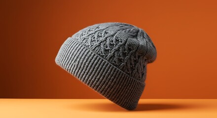 深みのある灰色ニット帽、温もりと秋色