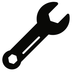 Wrench vector clean black silhouette design white background