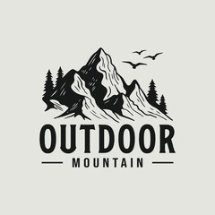 Mountain Adventure Vintage Outdoor Travel and Hiking Badge Illustration