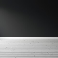 黒壁と白木の床：静寂の空間