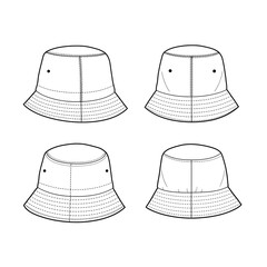 バケットハット シンプルデザイン 白黒イラスト