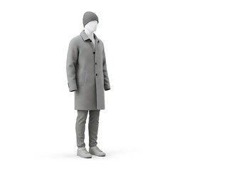 静謐な灰色、質感と陰影の３Dモデルコート