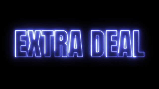 Neon Blue Extra Deal Sign Animation,  Sales Promotion, Marketing, Discount Offer