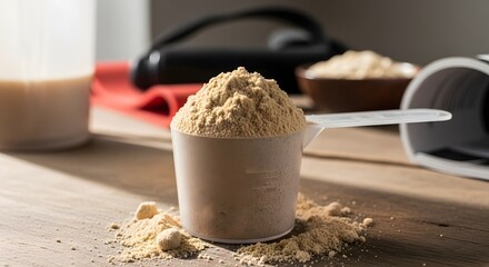 Fototapeta premium Protein Powder Scoop Sports Fitness Nutrition Concept