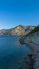 Fototapeta premium Aerial View of Scenic Adriatic Coastline in Croatia. Makarska. Drone shot