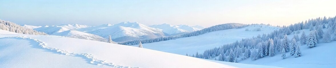 Rolling hills blanketed in pristine white snow, a breathtaking winter landscape scene  Perfect for winter travel, holiday, or nature themes  Serene and peaceful atmosphere ,  pattern,  texture, snow