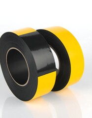 Two rolls of black and yellow safety tape