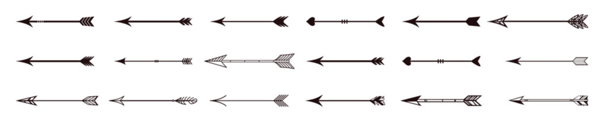 Hand-drawn black ink arrow pattern on white background. Hand-drawn black ink arrow pattern on white background. Vector illustration
