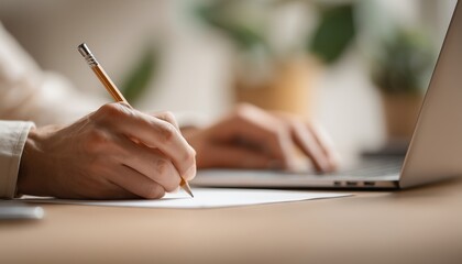 close up of a man working on a laptop