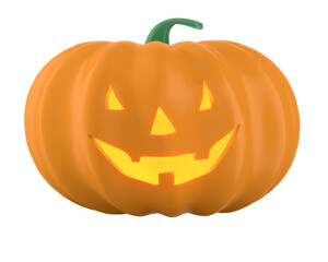 Spooky halloween pumpkin on white background. Isolated 3D illustration