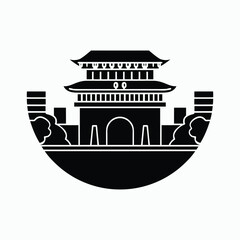 Naklejka premium Gwanghwamun Gate Seoul Silhouette Vector Illustration.