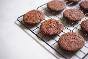Brownie cookies on wire rack