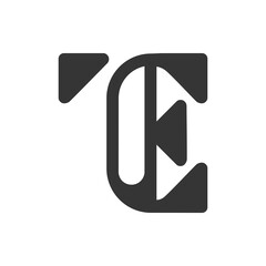 Monogram of the letter T and E. Abstract, outline and elegant.