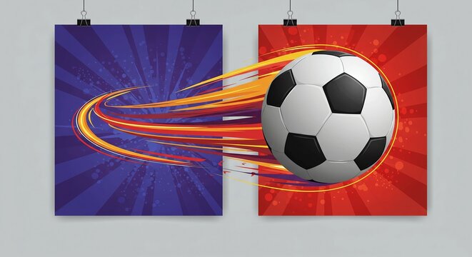 Dynamic soccer ball artwork with vibrant colors for sports enthusiasts, perfect for posters, banners, or social media campaigns celebrating the beautiful game
