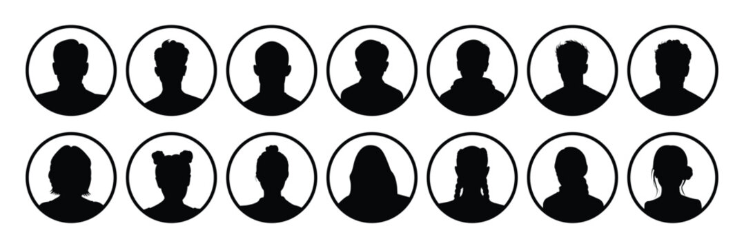 Empty avatars set. Monochrome Face Placeholders icons. Vector Male and female "no photo" images for unfilled user  . person icon, profile picture. people icon . 