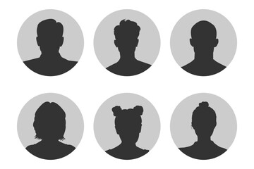 Empty avatars set. Monochrome Face Placeholders icons. Vector Male and female "no photo" images for unfilled user  . person icon, profile picture. people icon . 