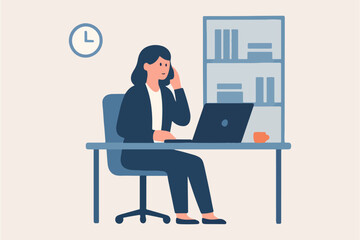 office life working employee boss pose vector illustration