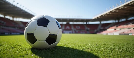 Close-up of a soccer ball on a sports field