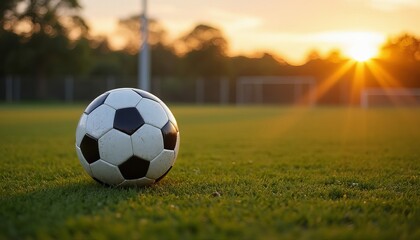 Close-up of a soccer ball on a sports field