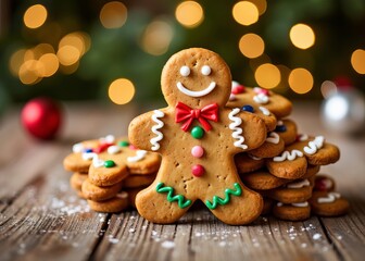 Gingerbread man with colorful icing, Enjoy the festive cookies for a festive mood.