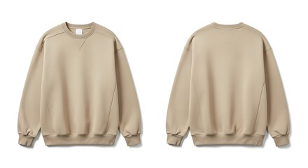 plain beige crew neck sweatshirt front back view